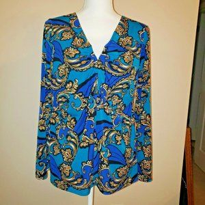 Apt. 9 women's top size L v-neck blue teal black